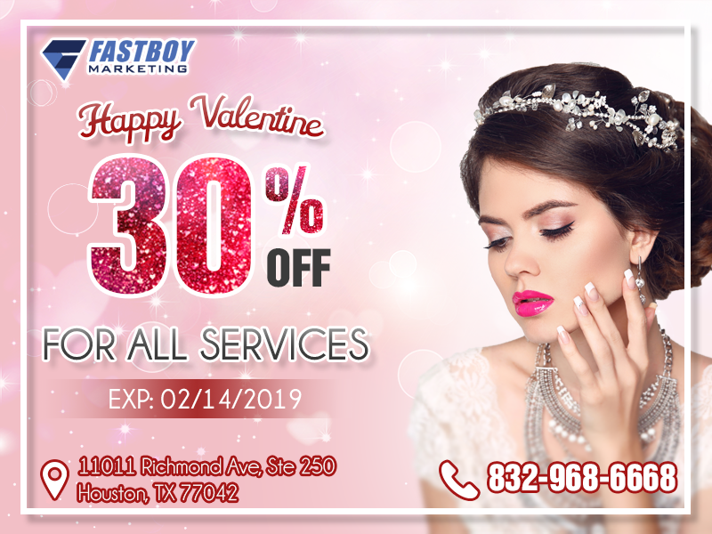 Happy valentine 30% OFF For All Services
