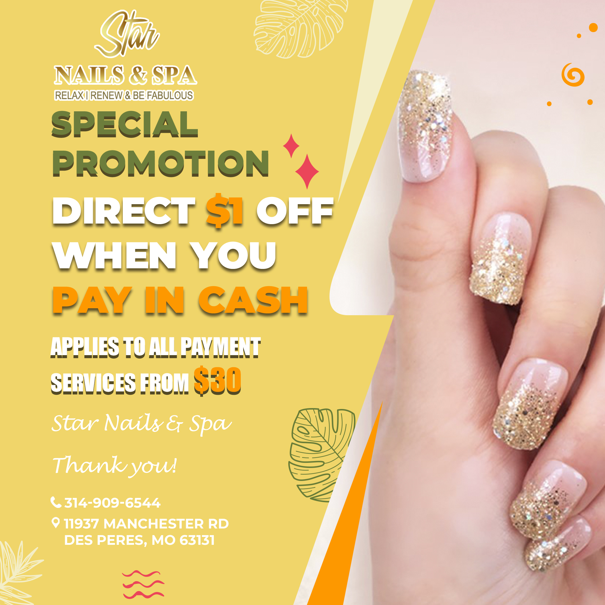 Save money with Star Nails & Spa Des Peres Beauty Coupons Around You