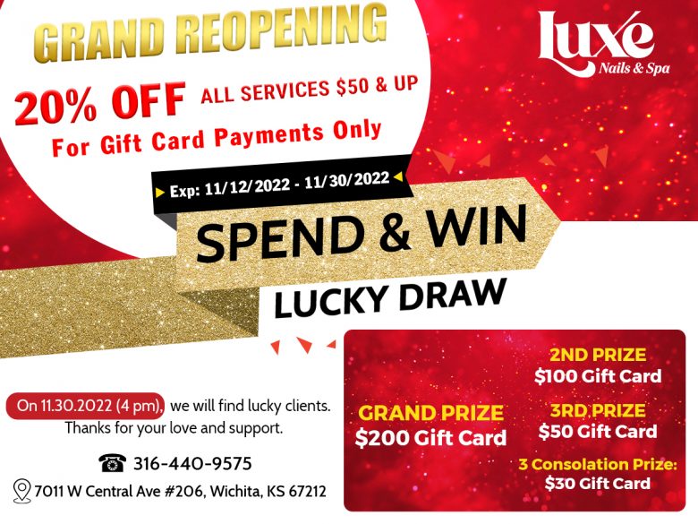 lucky draw get 20% off for all services from $50