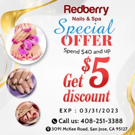 Save $5 at Redberry Nails & Spa San Jose, CA 95127