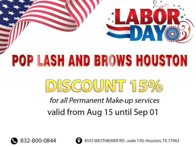 15% OFF for PMU service at Pop Lash & Brows Houston, TX 77063