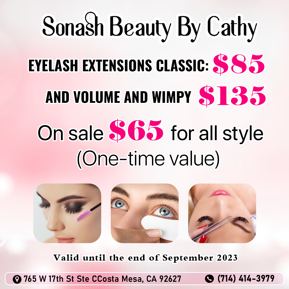 Limited Time Offer! Flat price 65 at Sonash Beauty By Cathy Beauty